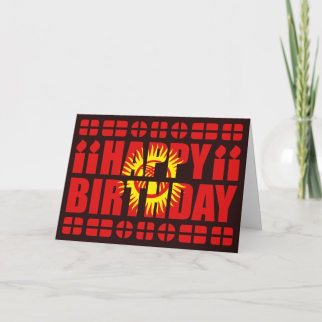 Kirgizistan Flagga Birthday Card Kort (Framsida)
