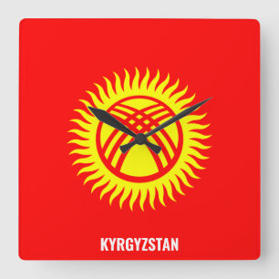 Kirgizistan Flagga Dazzling Patriotic Fyrkantig Klocka