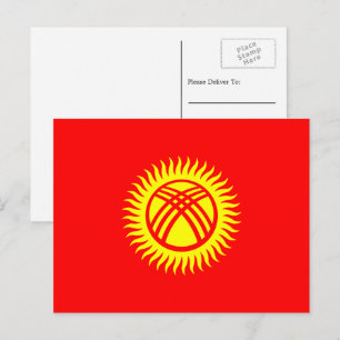 Kirgizistan-Flagga, Flagga Kirgizistan Vykort