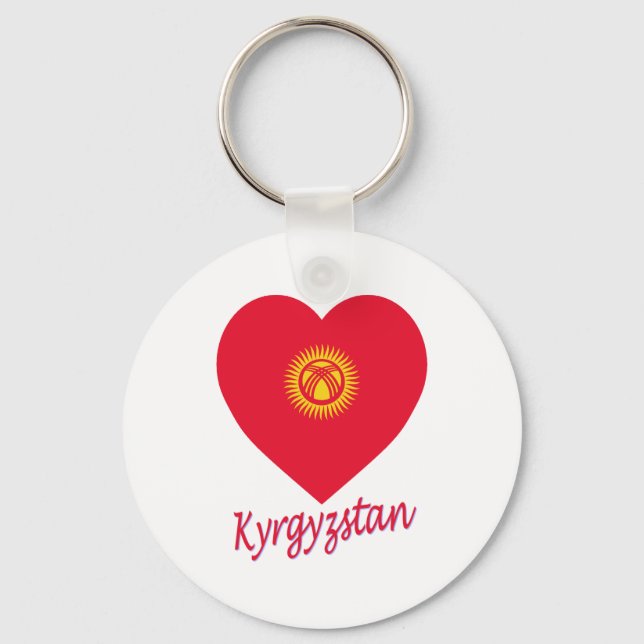 Kirgizistan Flagga Heart Nyckelring (Framsida)