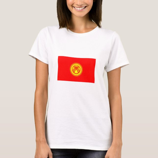 Kirgizistan Flagga T Shirt (Framsida)