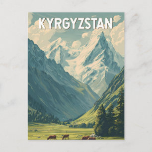 Kirgizistan Illustration Resa Konst Vintage Vykort
