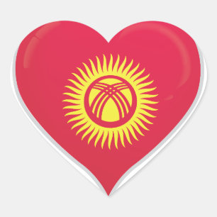 Kirgizistan kärlek flagga pride hjärtdekalett hjärtformat klistermärke