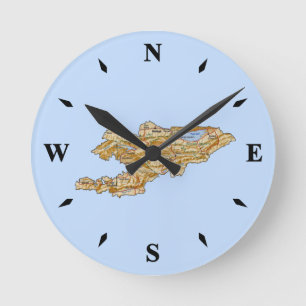 Kirgizistan Karta Clock Rund Klocka
