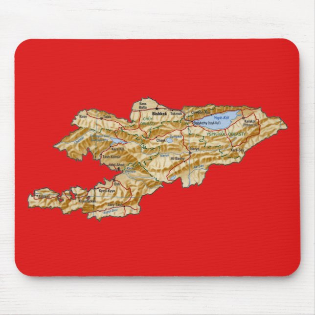 Kirgizistan Karta Mousepad Musmatta (Framsidan)