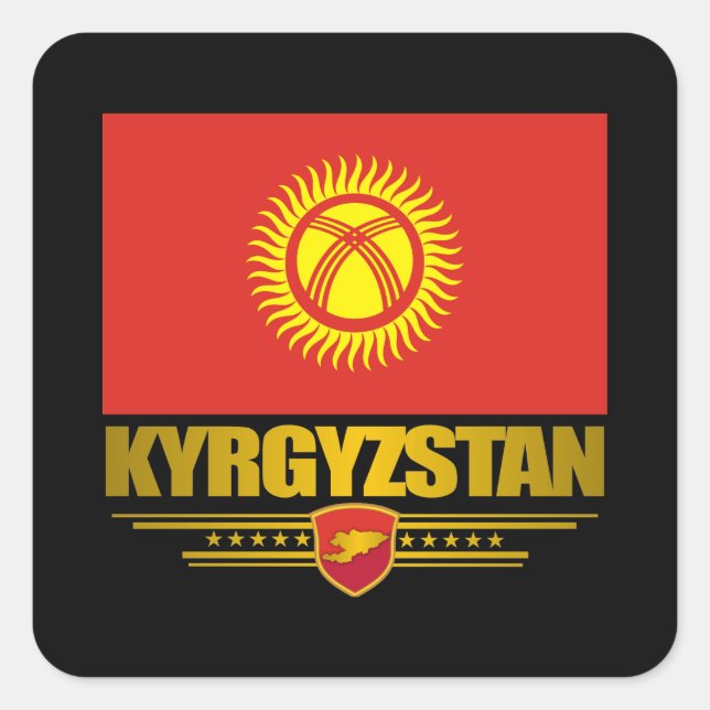 Kirgizistan-Pridet Fyrkantigt Klistermärke (Framsida)
