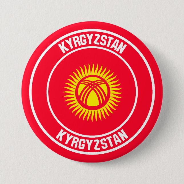 Kirgizistan Round Emblem Knapp (Framsida)