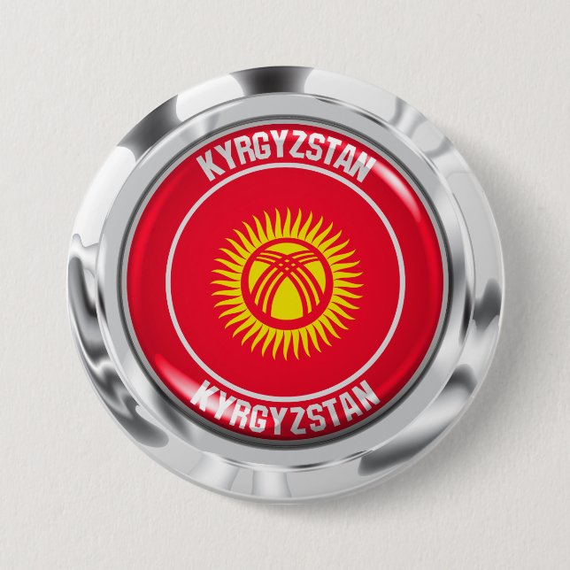 Kirgizistan Round Emblem Knapp (Framsida)