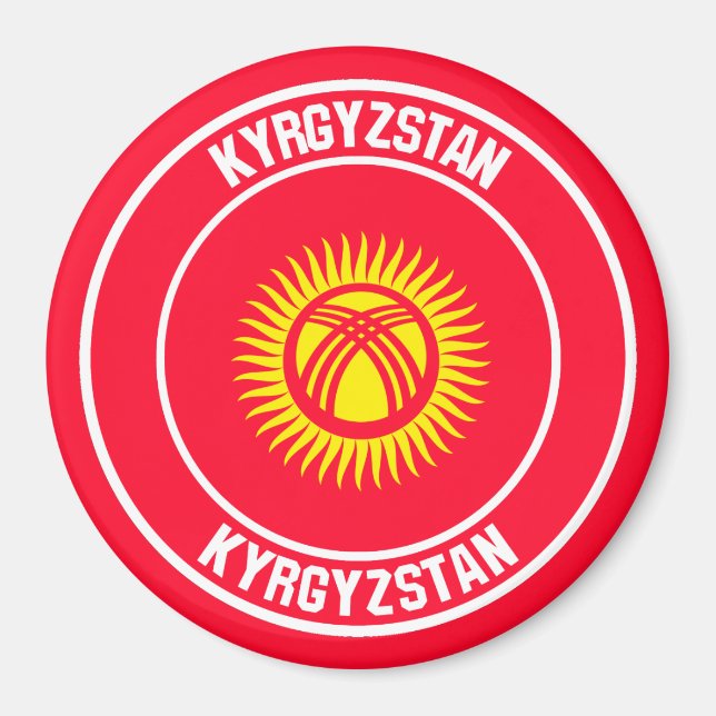 Kirgizistan Round Emblem Magnet (Framsidan)