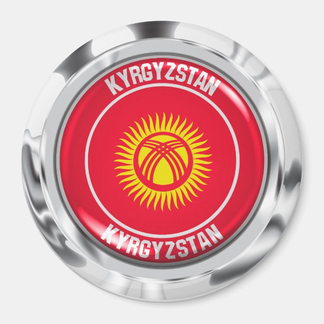 Kirgizistan Round Emblem Magnet (Framsidan)