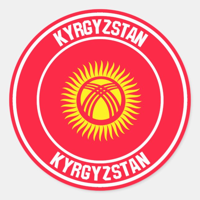 Kirgizistan Round Emblem Runt Klistermärke (Framsida)