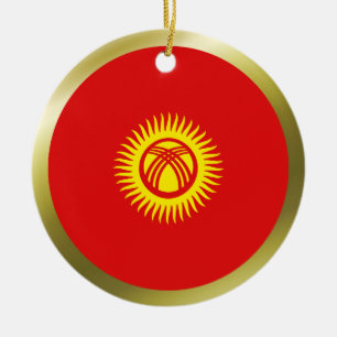 Kirgizistanflaggaprydnad Julgransprydnad Keramik