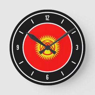 Kirgizistans Flagga Elegant Rund Klocka