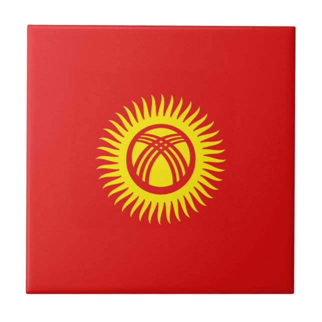 Kirgizistans flagga keramisk platta kakelplatta (Framsidan)