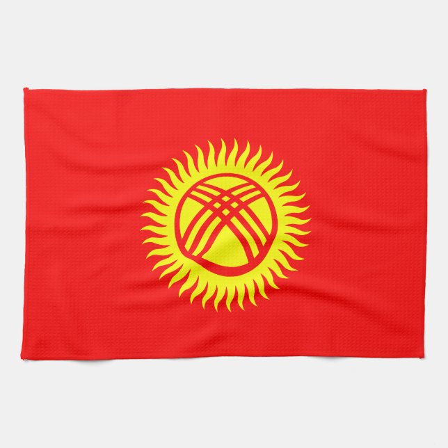 Kirgizistans flagga kökshandduk (Horisontell)