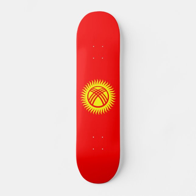 Kirgizistans flagga mini skateboard bräda 18,5 cm (Framsida)