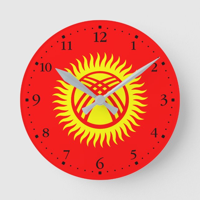 Kirgizistans flagga rund klocka (Framsida)