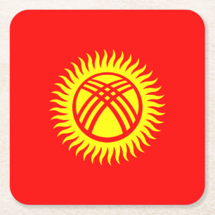 Kirgizistans flagga underlägg papper kvadrat