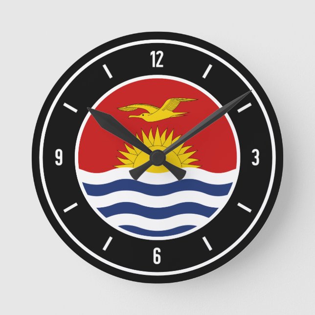Kiribati Flagga Elegant Rund Klocka (Framsida)
