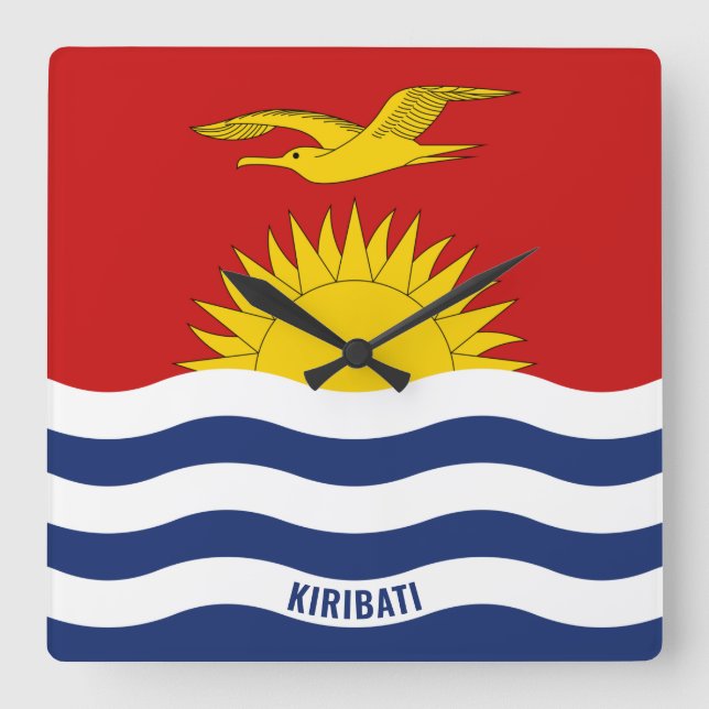 Kiribati Flagga Patriotic Fyrkantig Klocka (Framsida)