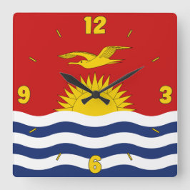 Kiribati Flagga Red Blue White Gult Nummer Fyrkantig Klocka