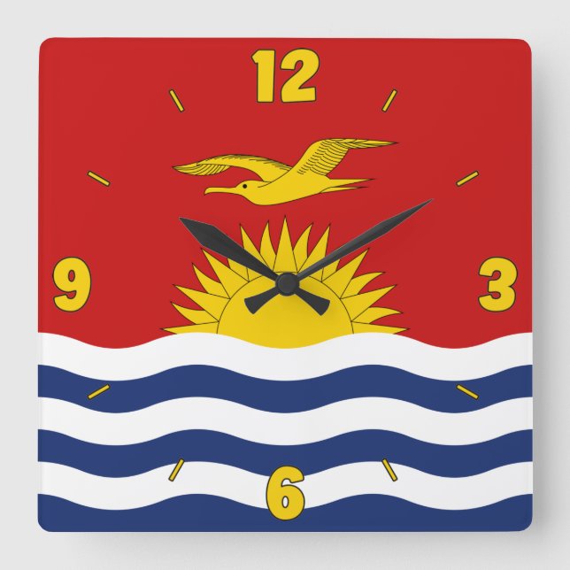 Kiribati Flagga Red Blue White Gult Nummer Fyrkantig Klocka (Framsida)