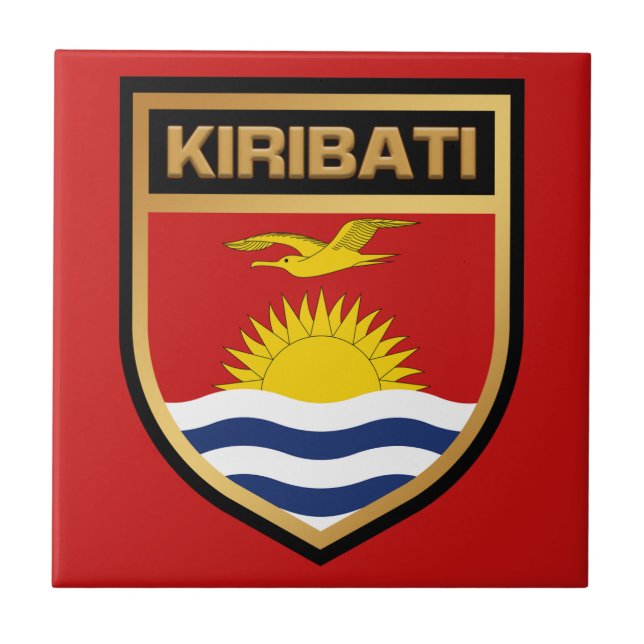 Kiribati Flagga Shield Kakelplatta (Framsidan)