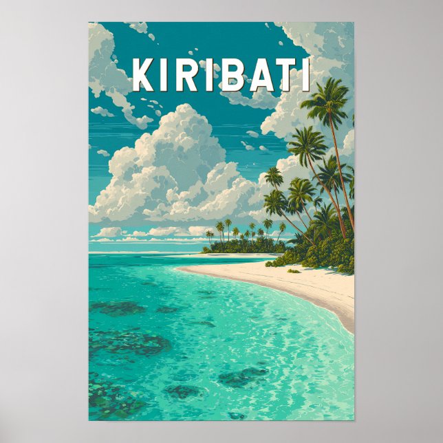 Kiribati Illustration Resa Konst Vintage Poster (Framsidan)