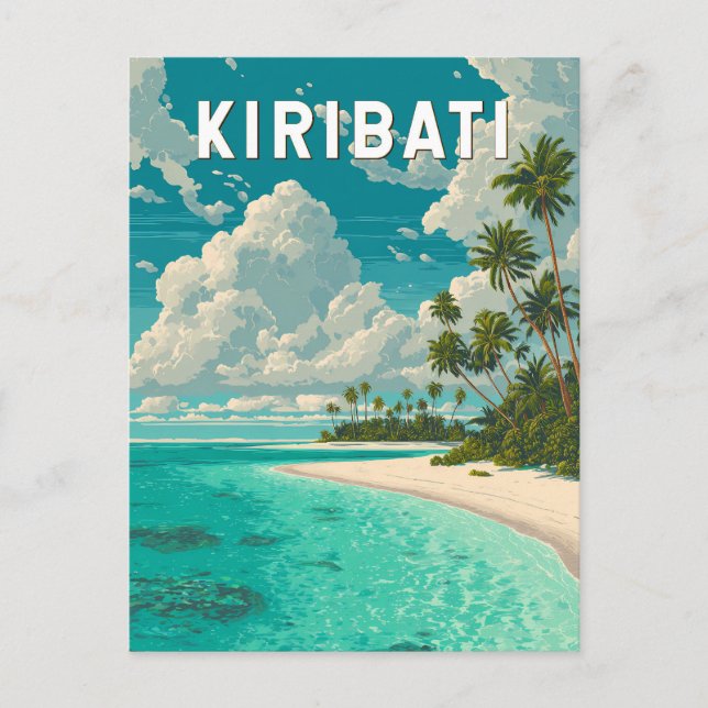 Kiribati Illustration Travel Art Vintage Vykort (Framsida)