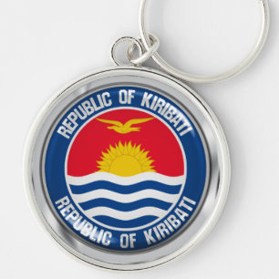 Kiribati Round Emblem Rund Silverfärgad Nyckelring