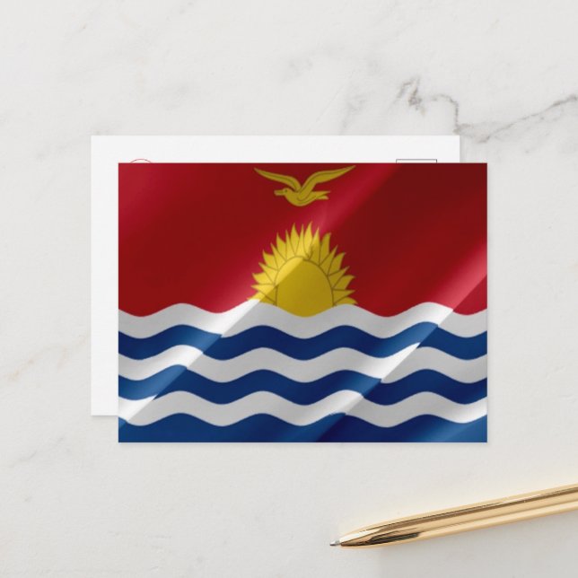 Kiribati - Vikande Flagga - Vykort (Fram/Back In Situ)