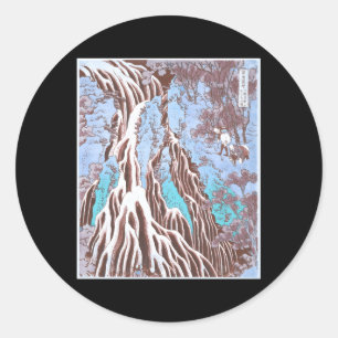 Kirifuri Waterfall Hokusai Ukiyo E Japan Landskap Runt Klistermärke