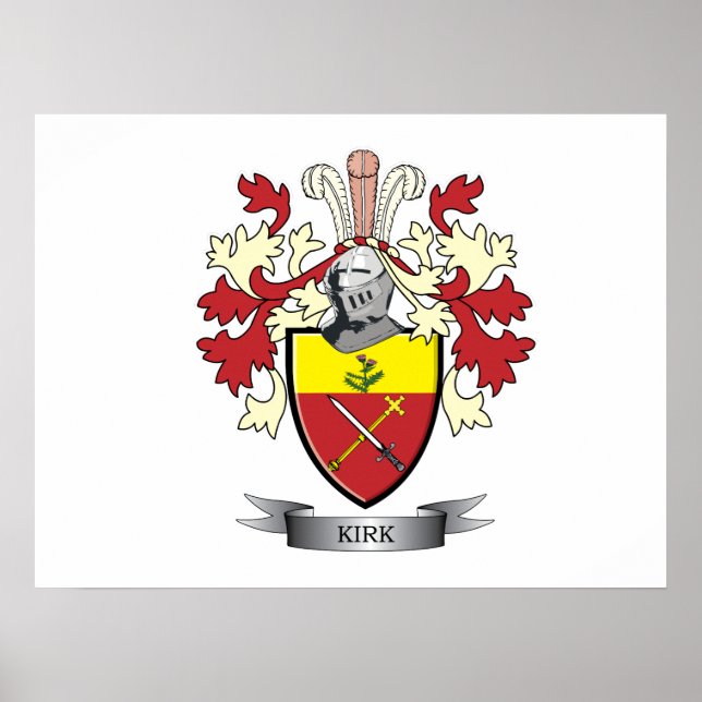 Kirk Family Crest Jackar av Arm Poster (Framsidan)