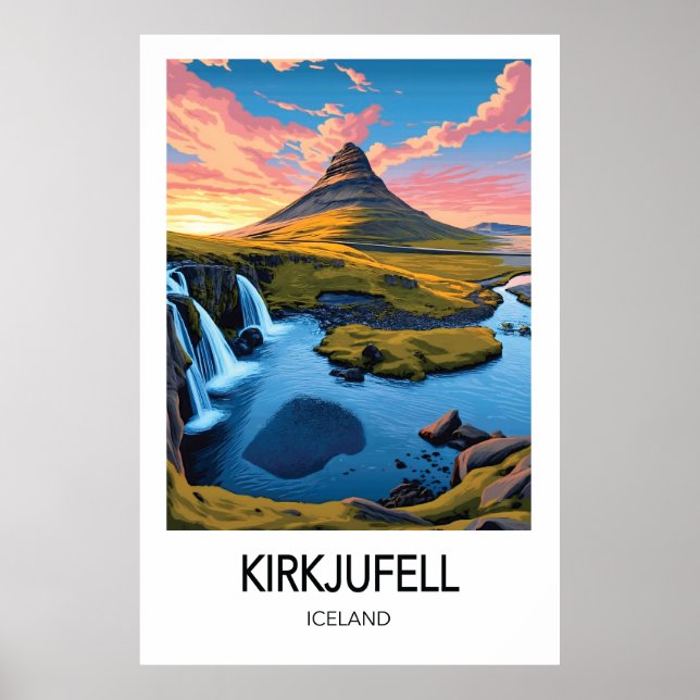 Kirkjufell Island resemålning affisch (Framsidan)