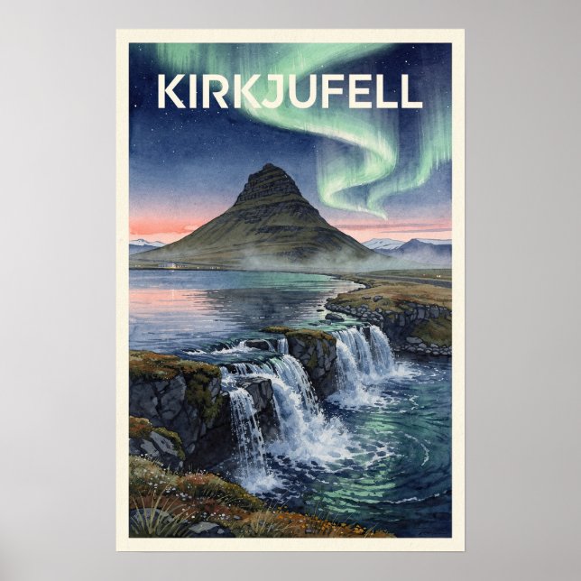 Kirkjufell Island Vintage Resa Poster (Framsidan)