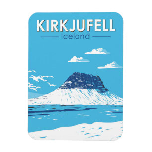 Kirkjuföll Island Travel Art Vintage Magnet