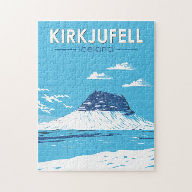 Kirkjuföll Island Travel Art Vintage Pussel (Vertikal)