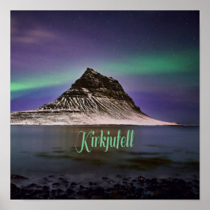 Kirkjuföll Mountain i Islandet norra Ljus Poster