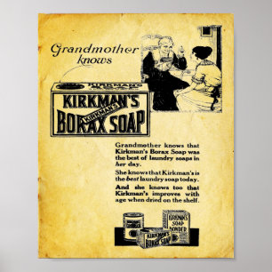 Kirkmans Borax Soap - Vintage Tvätt Soap Skriv ut Poster