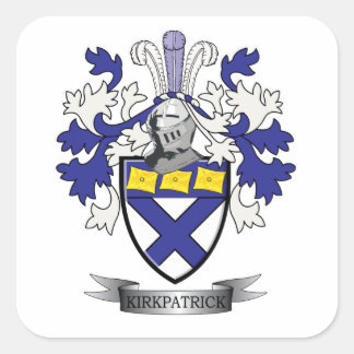 Kirkpatrick Family Crest Jackar om Arm Fyrkantigt Klistermärke