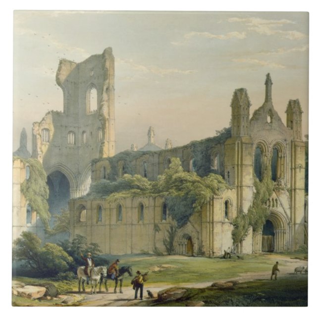 Kirkstall Abbey från northwesten, från 'Måndagen Kakelplatta (Framsidan)