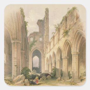 Kirkstall Abbey, skeppet och kör, från 'Måndage Fyrkantigt Klistermärke