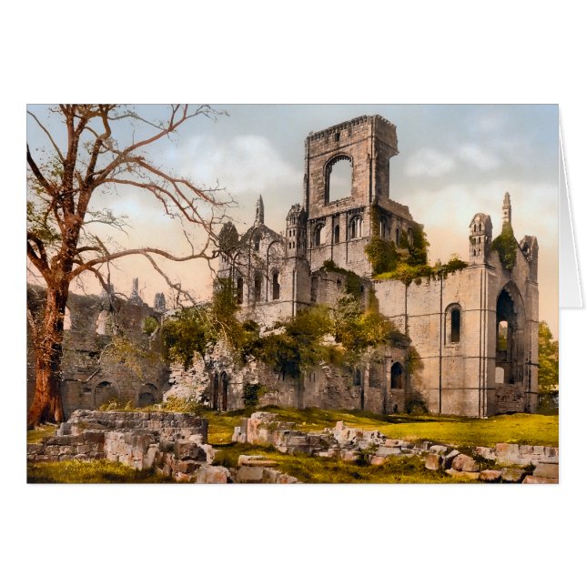 Kirkstall Abbey Väster Yorkshire England OBS Kort (Framsidan Horizontal)