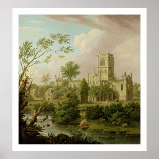 Kirkstall Abbey, Yorkshire, 1747 (olja på canvas) Poster (Framsidan)