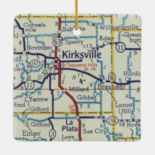 Kirksville MO Vintage Karta Julgransprydnad Keramik