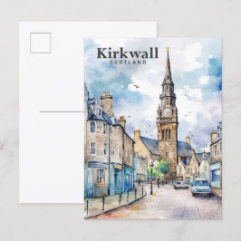 Kirkwall Scotland Watercolor Painting Travel Vykort