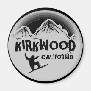 Kirkwood California Black grått snowboard magnet