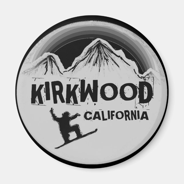 Kirkwood California Black grått snowboard magnet (Framsidan)