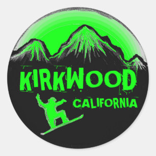 Kirkwood California grönt snowboard-klistermärken Runt Klistermärke