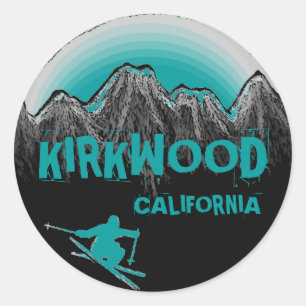 Kirkwood California teal skier-klistermärken Runt Klistermärke